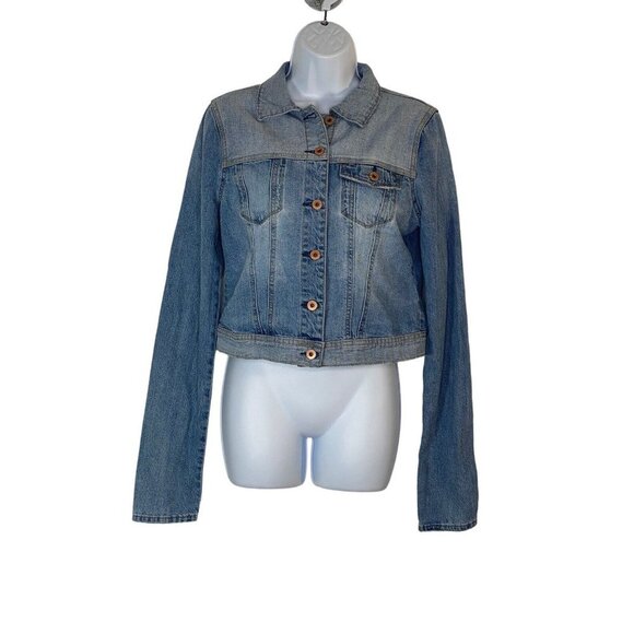 American Rag Cie Juniors Jean Jacket Blue Waist Length Button Pockets Denim S - Picture 2 of 8